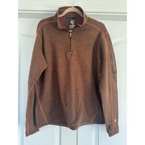Kuhl burnt orange Chianti Fleece 1/4 Zip Pullover Thumb Hole Wool Blend Women XL